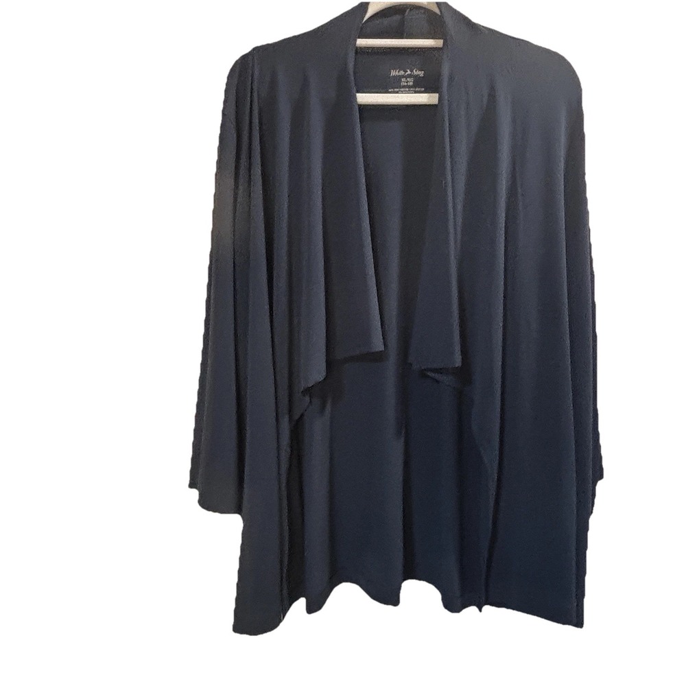 White Stag Navy Blue Open Front Draped Cardigan Sweater Cover Flowy Relaxed XL